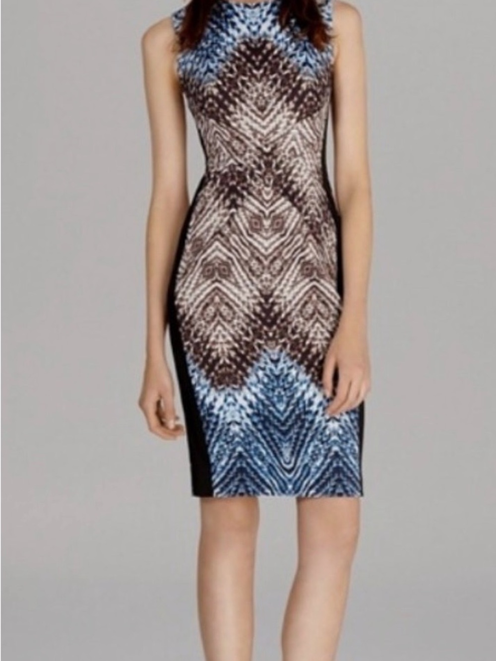 Karen Millen Sleeveless Tribal
Print Mesh Detail Sheath Dress - Picture 2 of 14